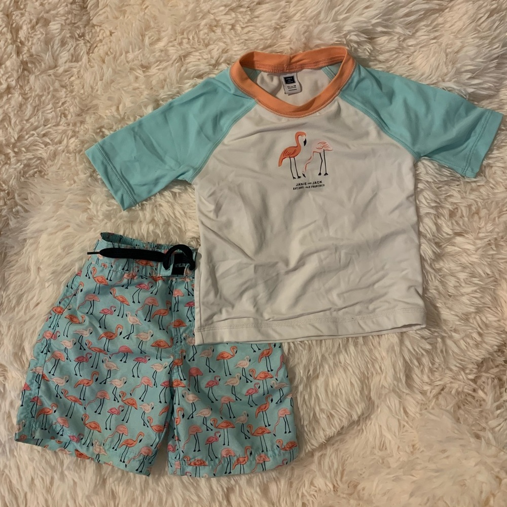Janie & Jack Flamingo Swim Set - Boy 12-18 months